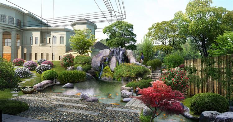 庭院景观设计案例效果图 植物 山石 假山 园林 山水风景空间设计